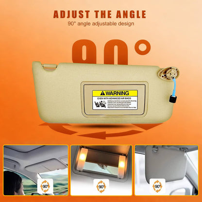Solidspare Pair Tan Sun Visor 83280-TA5-A51ZA For 2008-2017 Honda Accord w/ Light & Mirror