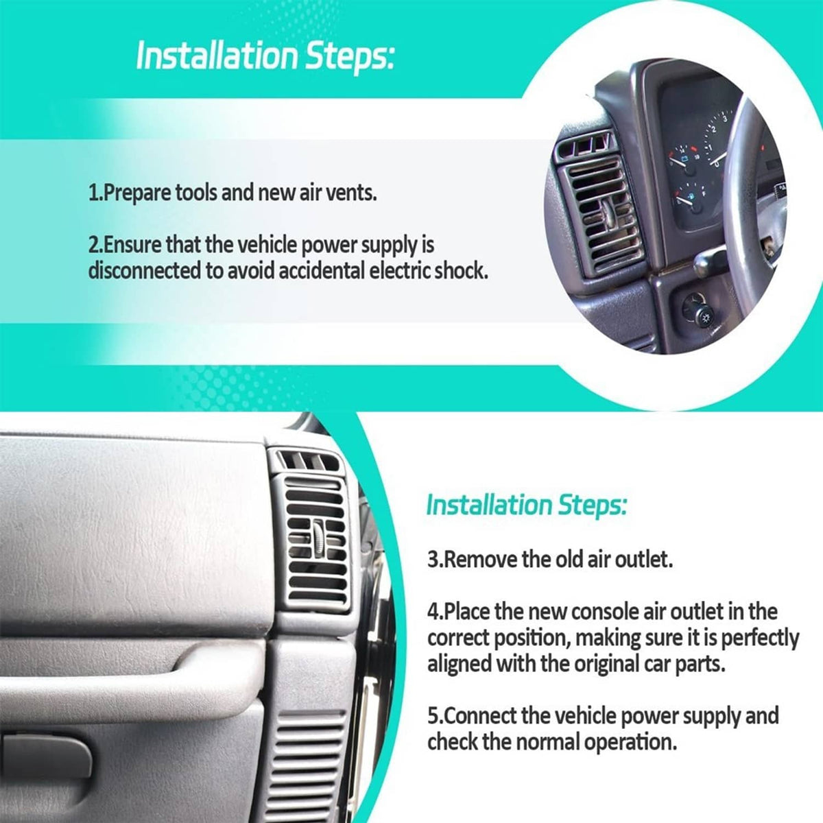 Solidspare Dashboard Air Vent Driver or Passenger for 1997-2006 Jeep Wrangler TJ 5DP54TAZ