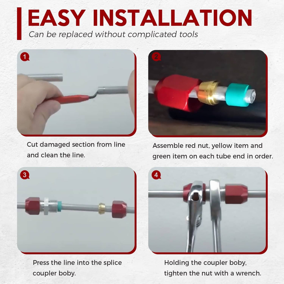 Solidspare 800-640 800-641 800-642 Aluminum Line Splice AC Repair Kit 5/8'', 3/8'', 1/2''