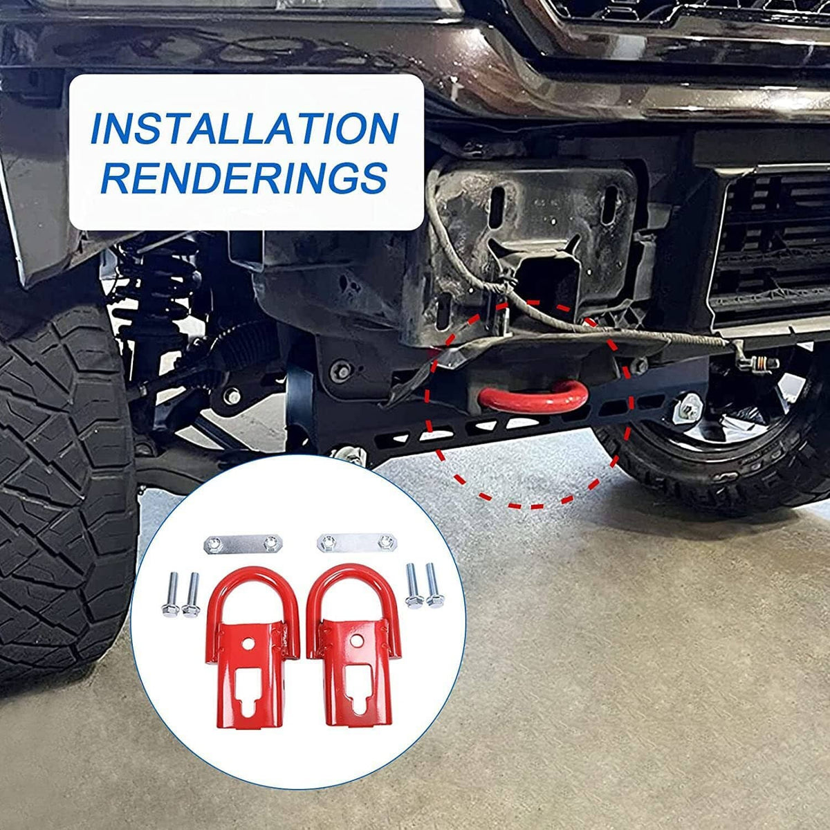 Solidspare Red 2 Pcs Towing Hooks FL3Z17N808A w/ Hardware Front For 2009-2019 Ford F150