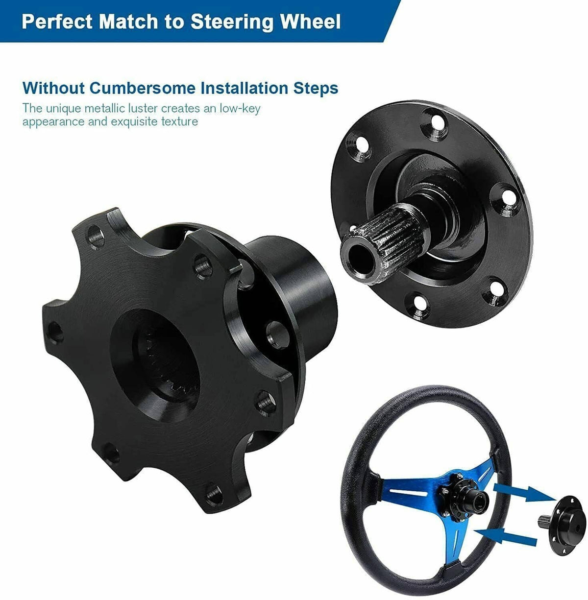 Solidspare 14" 350mm Racing Suede Leather Steering Wheel w/ Horn Button+Quick Release Kit