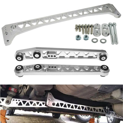 Solidspare Silver Billet Rear Lower Control Arm+Subframe Brace for Honda Civic EK 1996-2000