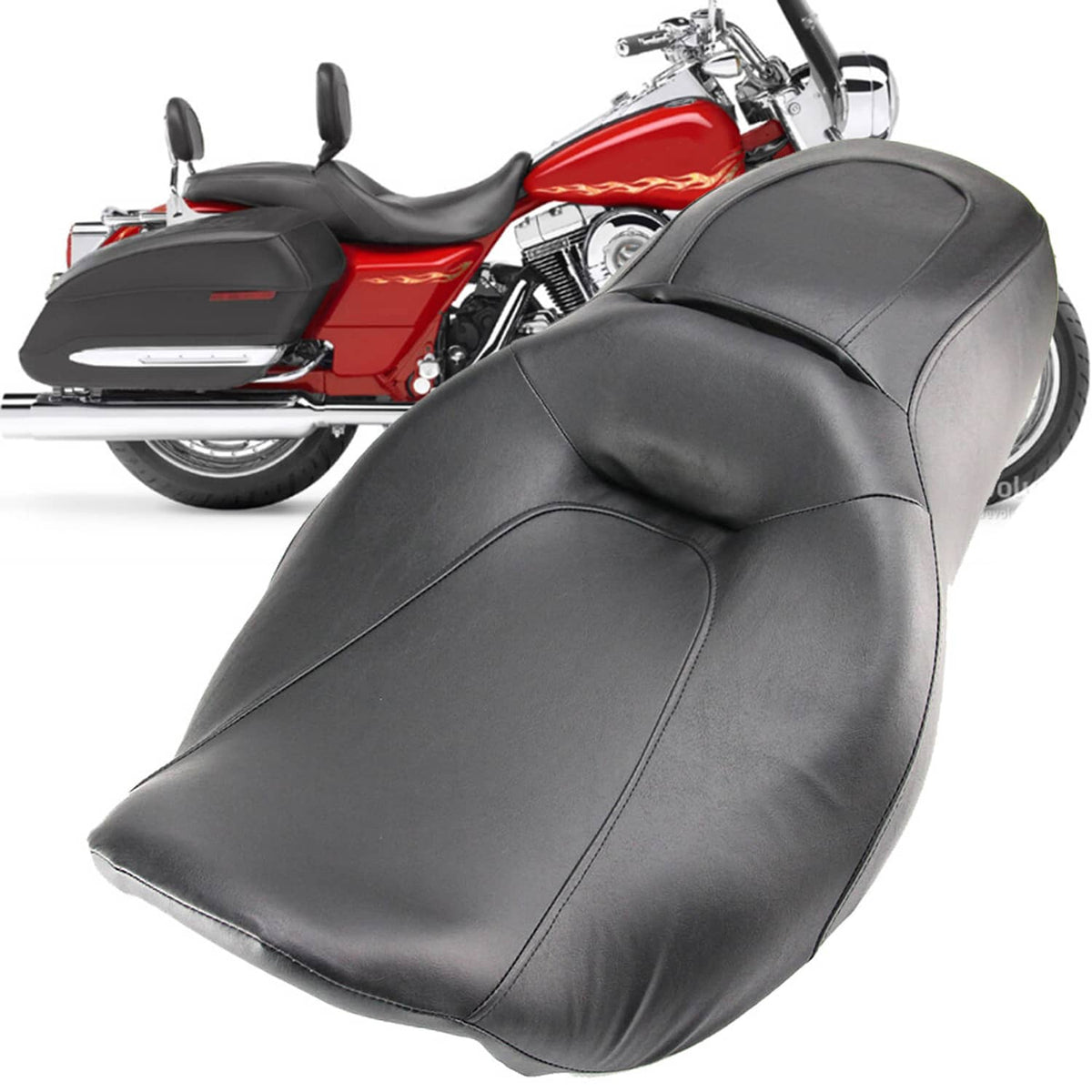 Solidspare Driver Passenger Black Seat For Harley Touring Road King Street Glide 08+