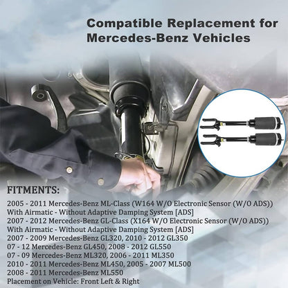 Solidspare 2Pcs Front Air Suspension Strut for Mercedes-Benz X164 GL450 GL550 W164 ML320