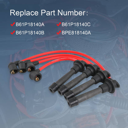 Solidspare JDMSPEED Red Ignition Spark Plug Wires Set FOR Mazda Miata 1990-2000 1.6L 1.8L
