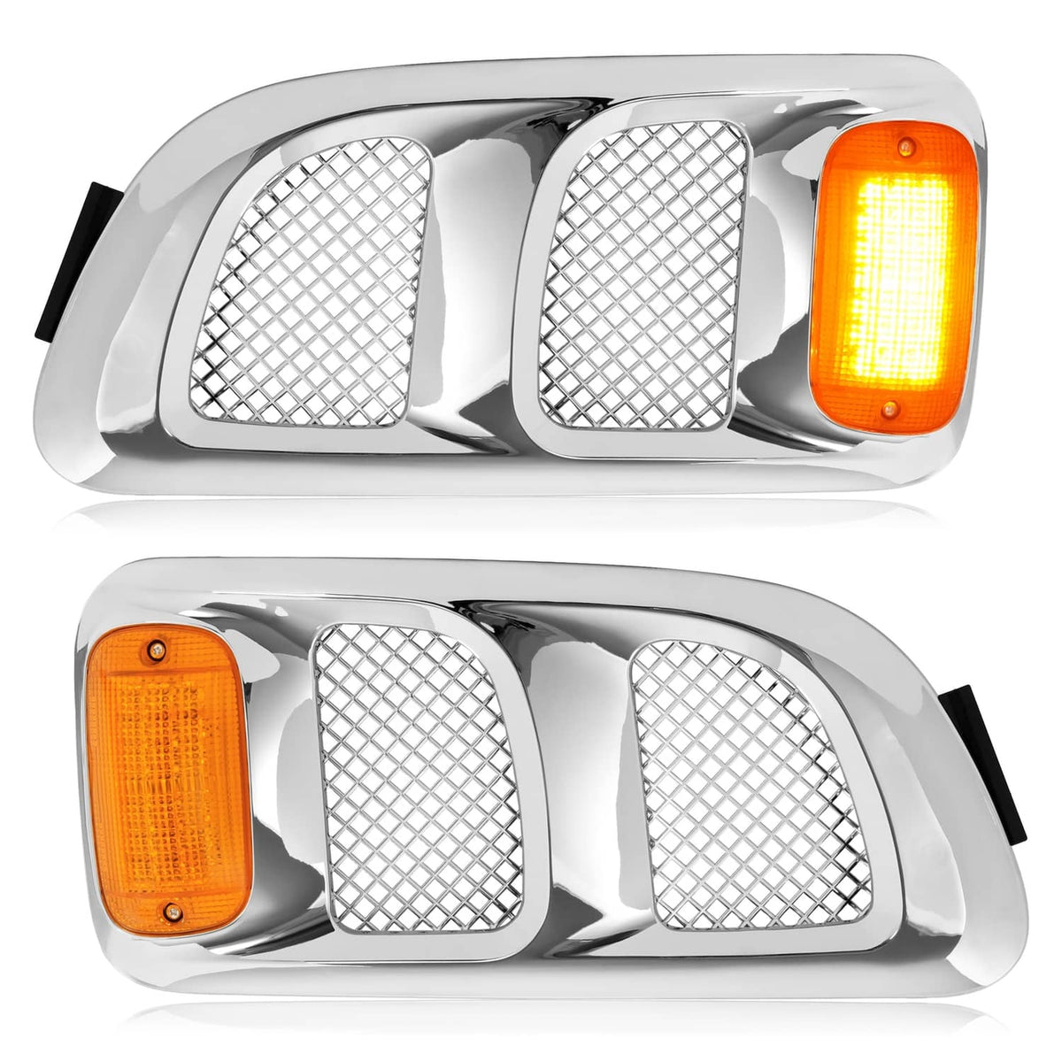 Solid Spare Pair Hood Side Vents Silvery Air Intake Trim Fit 1997-2009 Sterling Truck