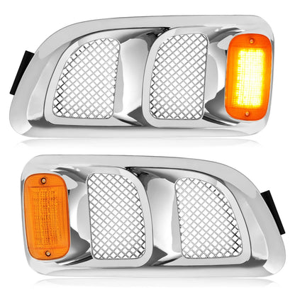 Solid Spare Pair Hood Side Vents Silvery Air Intake Trim Fit 1997-2009 Sterling Truck