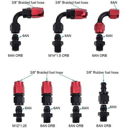 Solidspare New Adjustable Fuel Pressure Regulator Kit Oil 0-100psi Gauge -6AN Black & Red