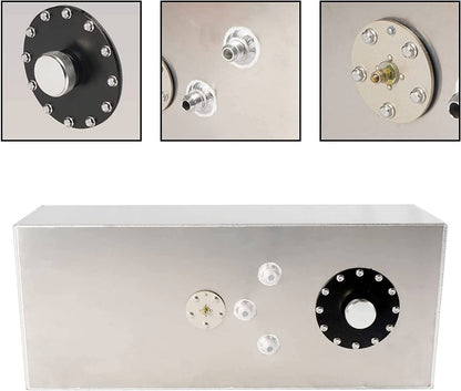 Solidspare 15 Gallon Aluminum Racing Drift Fuel Cell Gas Tank w/ Cap & Level Sender Sliver