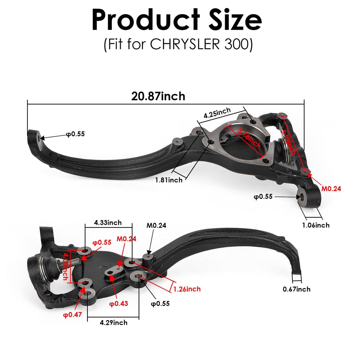 Solidspare Front Steering Knuckle Assembly For 2012-2021 Chrysler 300 05168420AF 05168421AF