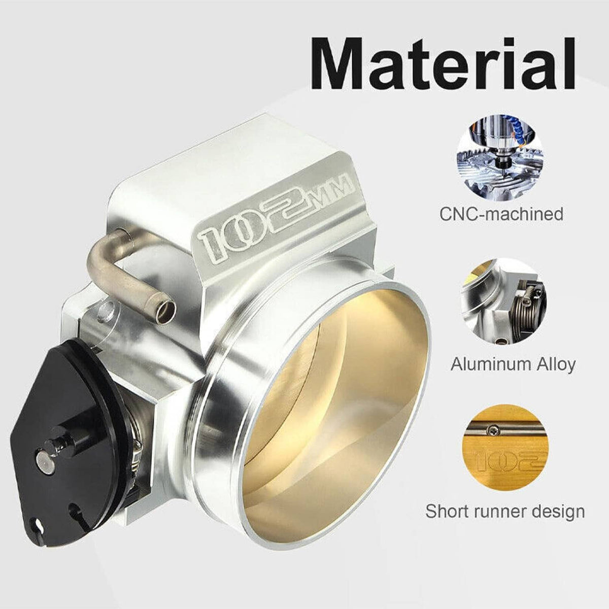 Solidspare Aluminum 102mm 4-Bolt Throttle Body & TPS IAC For GM Gen III LS1 LS2 LS6 LS7 LSX