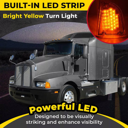Solid Spare Pair Amber LED Turn Signal Lights For KW Kenworth K300 T300 T330 T600 1986-2008