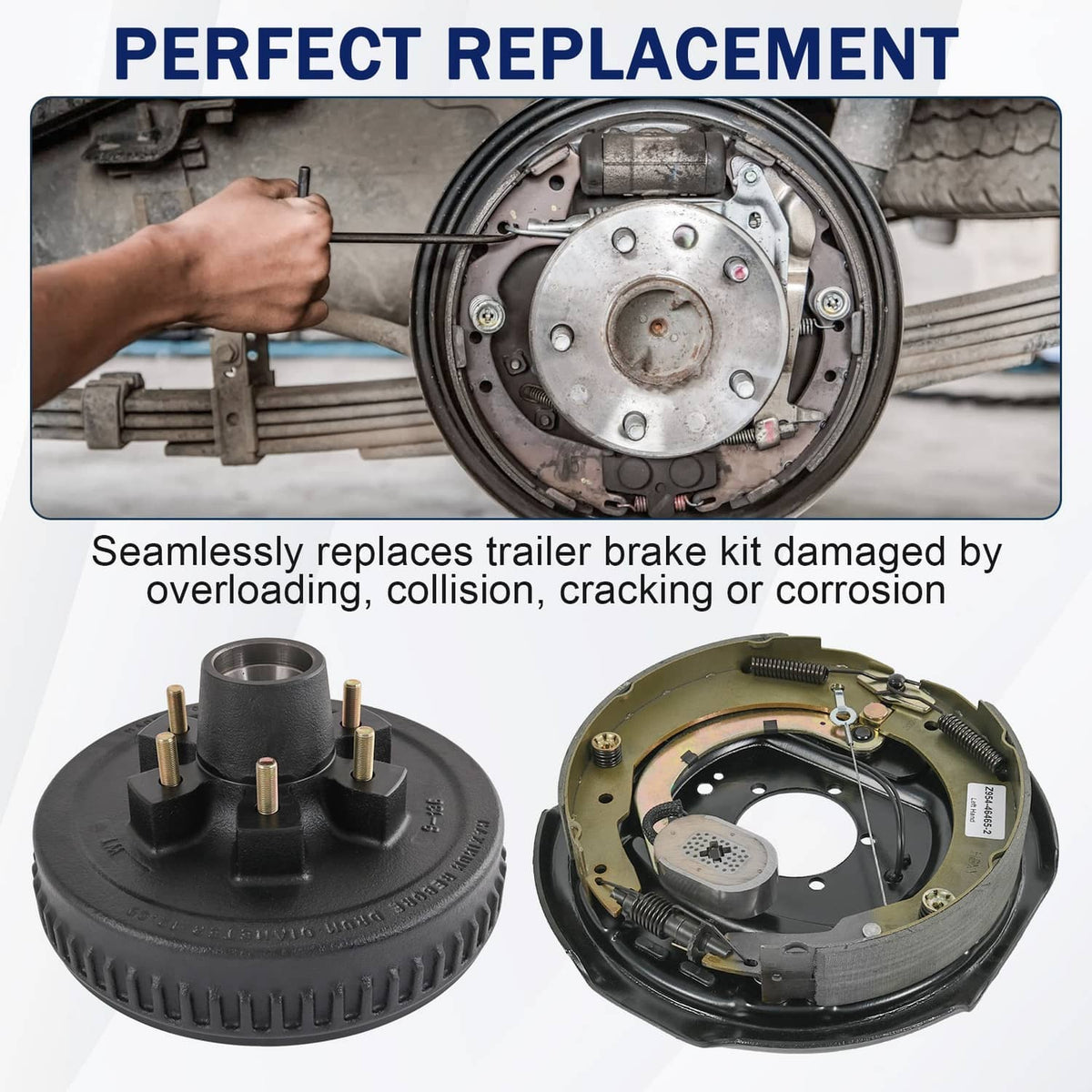 Solidspare 6 on 5.5" Bolt Circle Drum Kits with 12" X 2" Self-Adjusting Electric Brake