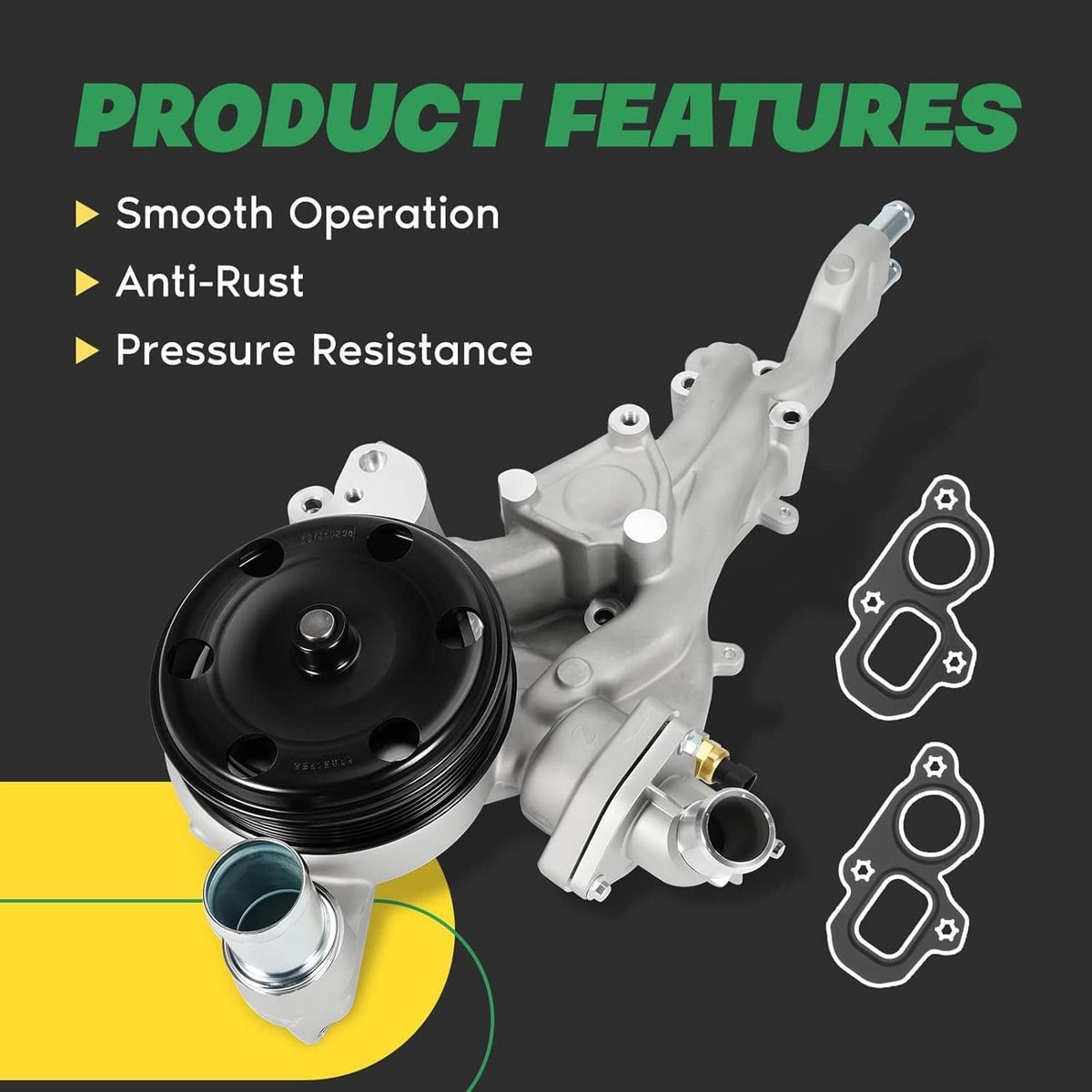 Solidspare Water Pump w/Thermostat for 14-20 Chevy Silverado 1500 GMC Sierra Cadillac CTS