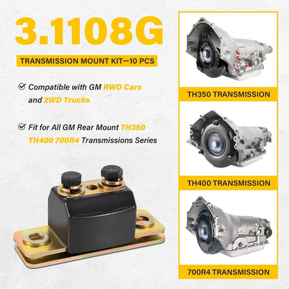 Solidspare Polyurethane For GM LS Swap Transmission Mount Kit Fit 4.8 5.3 6.0 4l60e 4l80e
