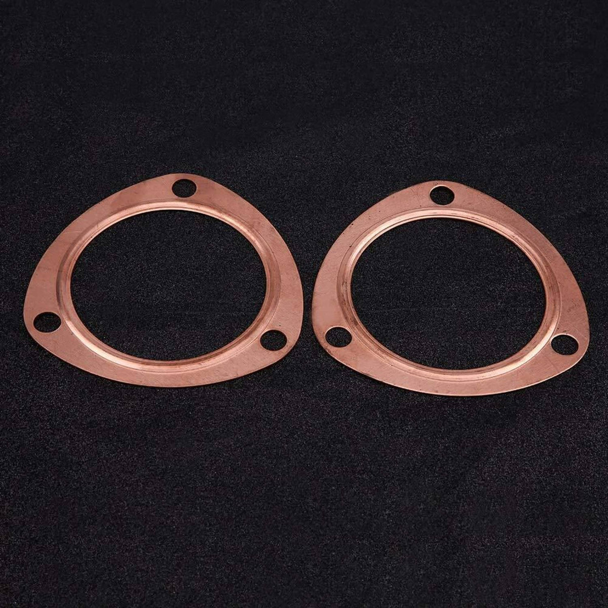 Solidspare New Set 3" Copper Header Exhaust Collector Gaskets Flanges 3 Bolt Universal