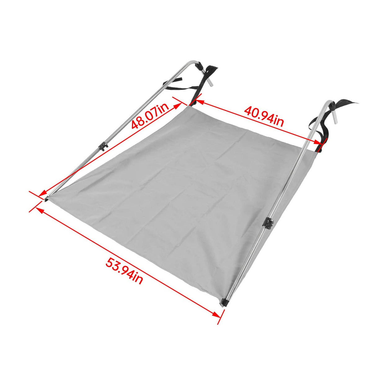 Solidspare Gray Boat Sun Shade 304 Stainless Steel+Fabric Canopy For Universal Boat