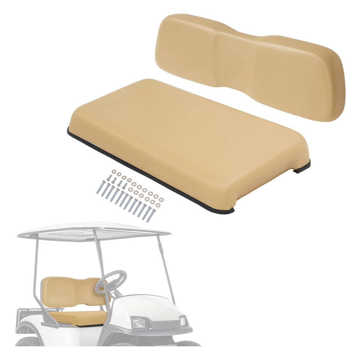 Solidspare Front Seat Assembly Bottom&Back Cushion For Club Car DS 2000.5-UP Tan Golf Cart
