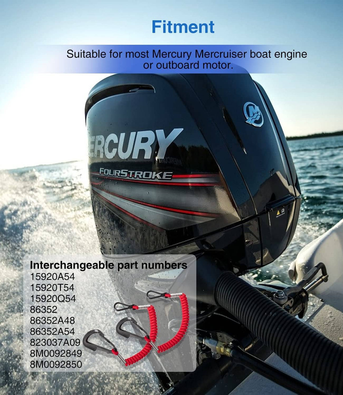 Solid Spare 8M0092849 Boat Kill Switch Safety Lanyard for Mercruiser Mercury Outboard Motor