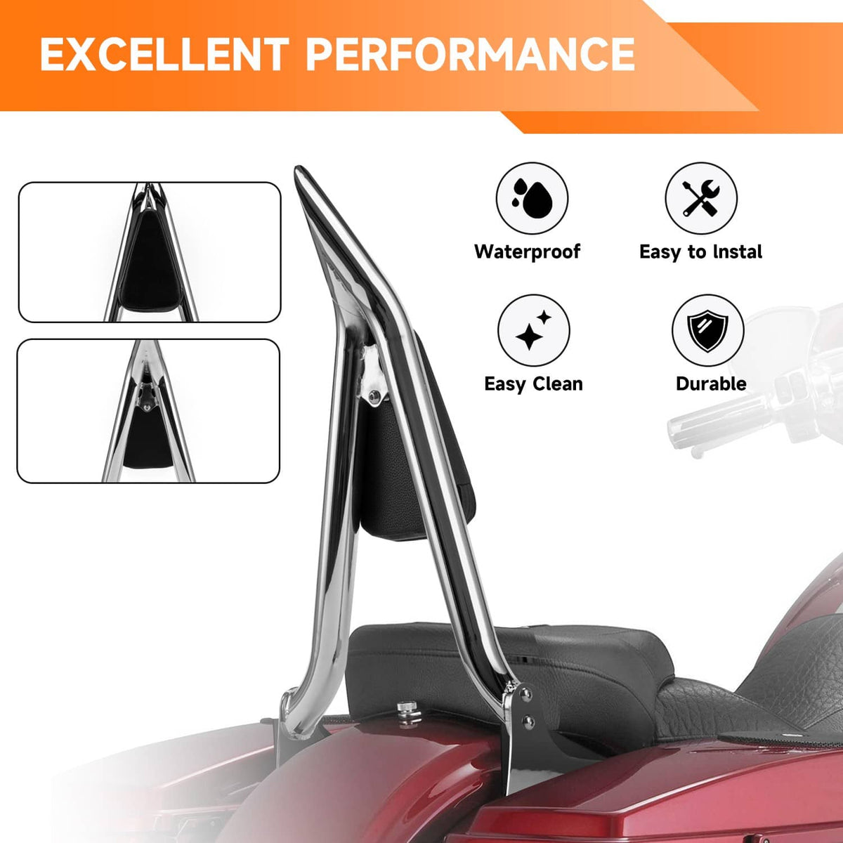 Solidspare Detachable Passenger Backrest Sissy Bar For 1997-2008 Harley Road King FLHR/I