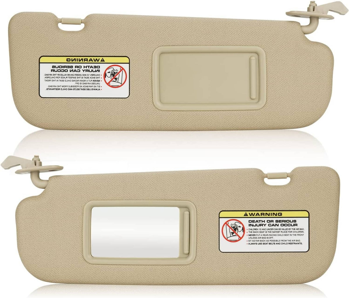 Solidspare Pair For 2011-2015 Hyundai Elantra Beige Sun Visor w/Mirror Right + Left Side