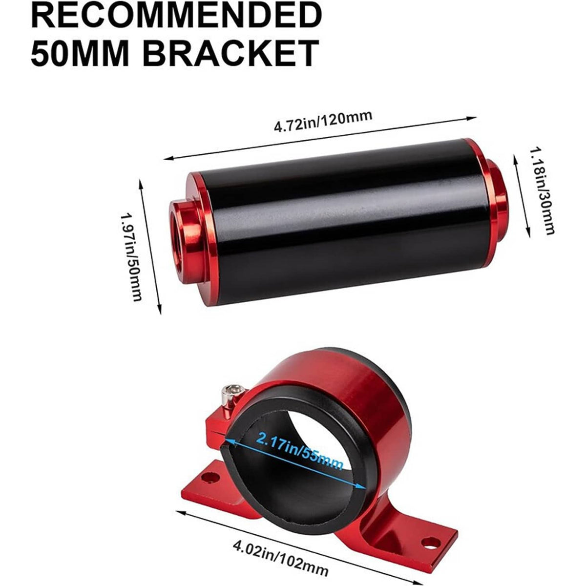 Solidspare High Flow Inline Fuel Filter 100 Micron Cleanable AN6 AN8 AN10 Adapter Universal