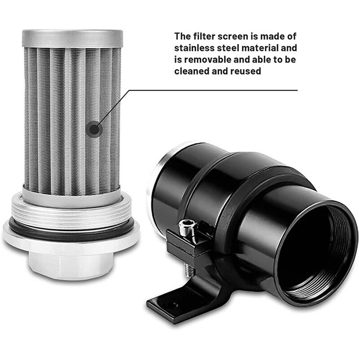 Solidspare High Flow 100 Micron Inline Fuel Filter Cleanable AN6 AN8 AN10 Adapter Fitting