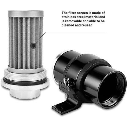 Solidspare High Flow 100 Micron Inline Fuel Filter Cleanable AN6 AN8 AN10 Adapter Fitting