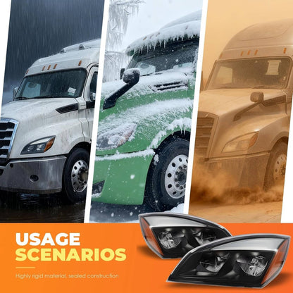 Solidspare Left & Right Full LED Headlights Headlamps For 2018-2022 Freightliner Cascadia
