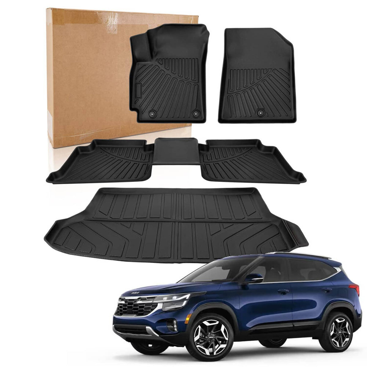 Solidspare Floor Liners Mats & Rear Cargo Liner for Kia Seltos 2021 2022 2023 2024 2025