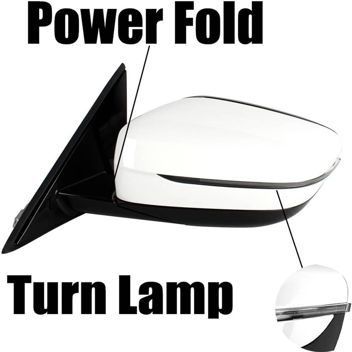Solidspare Left Driver Side Mirror w/Blind Spot White For 2019-2023 BMW 320i 330i 330e