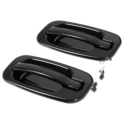 Solid Spare Door Handle Set For Chevy Silverado 1500 1999-2006 Smooth Black Front Outer 2PCS