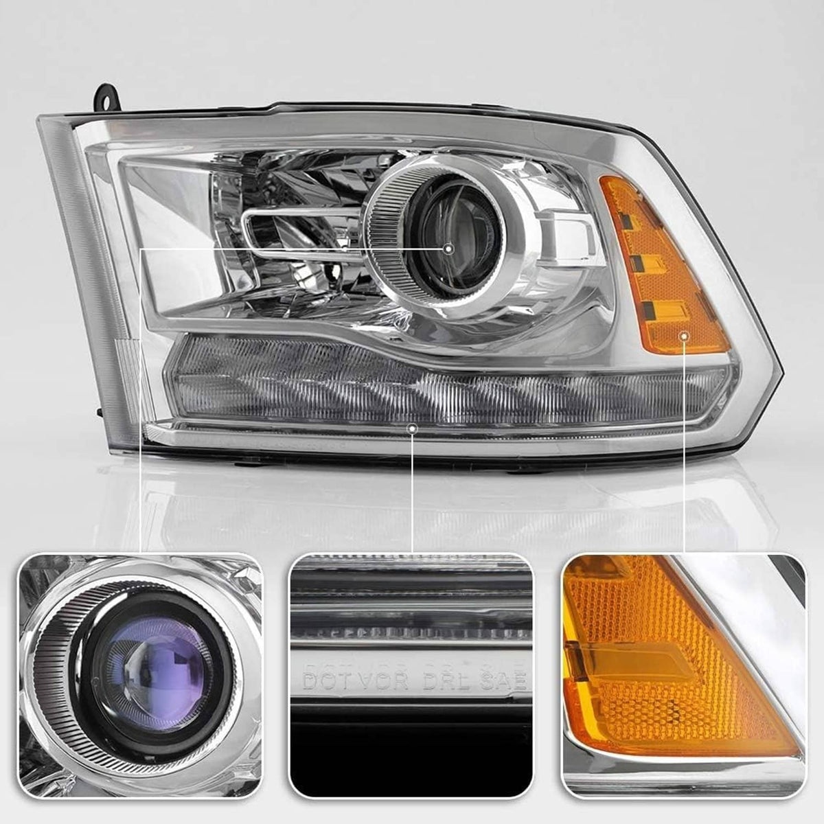 Solidspare Left+Right Projector Headlights w/LED DRL For 2009-2018 Dodge Ram 1500 2500 3500