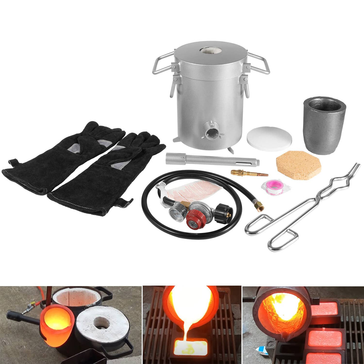 Solidspare 28LB/12.8KG Propane Furnace Kit Smelting Gold Silver Copper Scrap Metal Casting