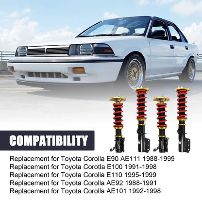 Solidspare 4PCS Coilovers Struts Suspension For 88-99 Toyota Corolla E100 AE101 Adj Height
