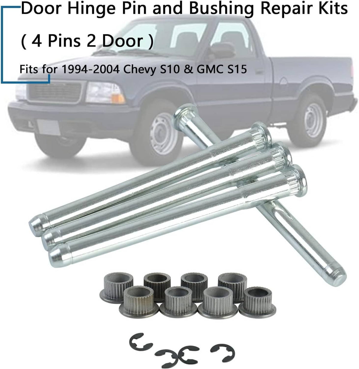 Solidspare New For 1994-2004 Chevy S10 & GMC S15/Sonoma Door Hinge Pins and Bushing Kit