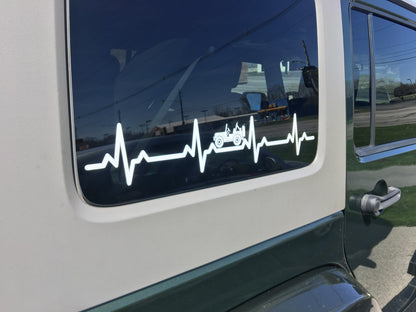 EKG Heartbeat Vinyl Decal 22.5" x 4" for Wrangler TJ YJ CJ Sport Sahara SE S X