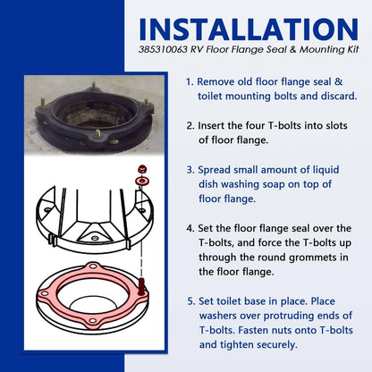 Solidspare 385310063 SE341549 RV Floor Flange Seal and Mounting Kit, Fits Dometic/ Sealand