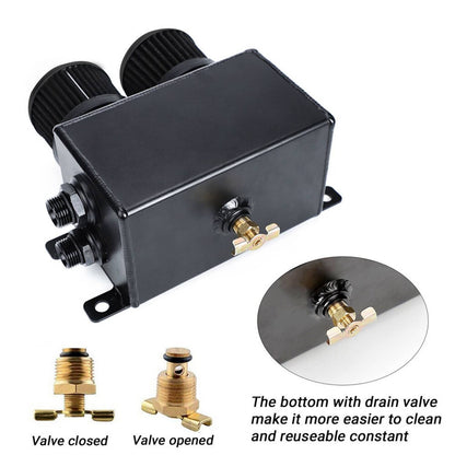 Solidspare AN10 -10AN Oil Catch Can Reservoir Tank 2 Port Dual Breather Filter Baffled Kit