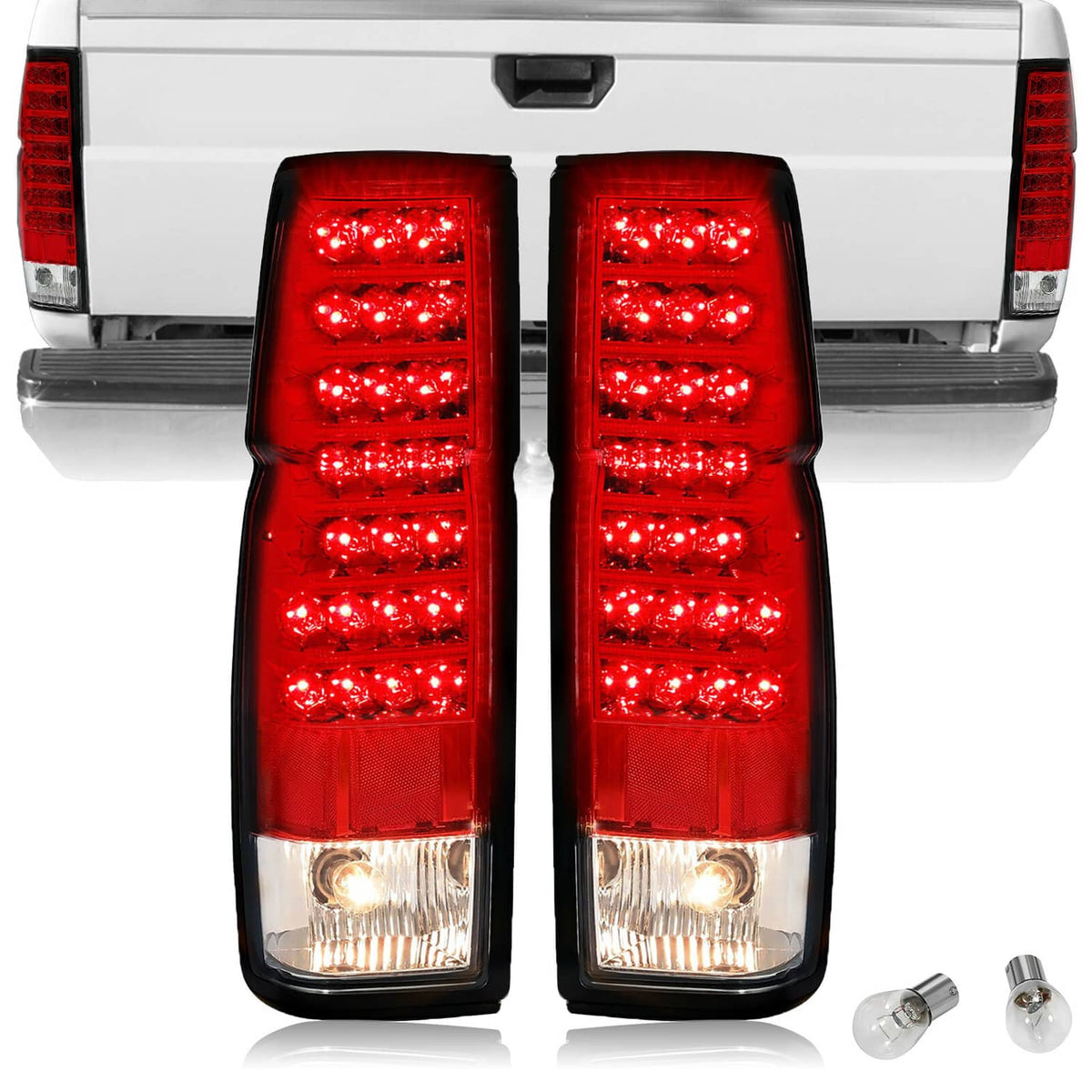 Solid Spare Red Clear LED Tail Lights Brake Lamps For Nissan D21 Hardbody Pickup 1986-1997