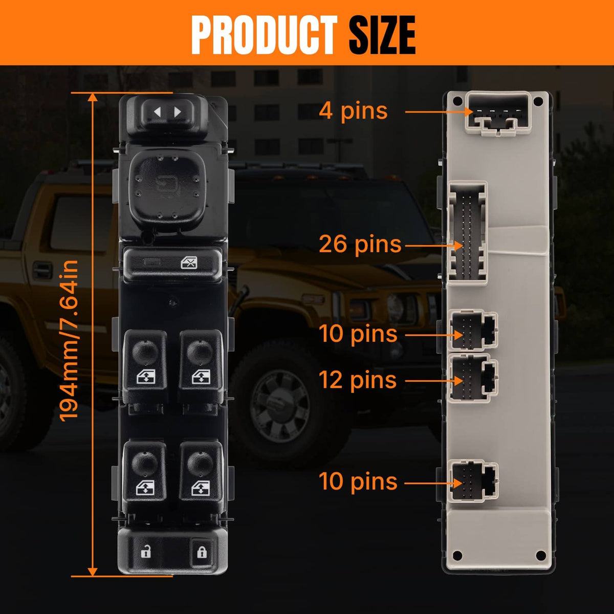 Solidspare 15883429 Master Power Window Switch Fit for 2003 2004 2005 2006 2007 Hummer H2