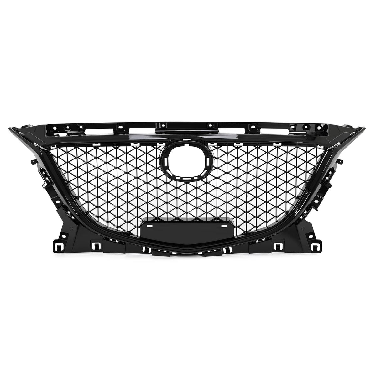 Solid Spare For Mazda 3 Axela 2014-2016 15 Honeycomb Upper Grille Bumper Assembly Set Black