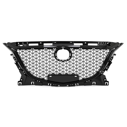 Solid Spare For Mazda 3 Axela 2014-2016 15 Honeycomb Upper Grille Bumper Assembly Set Black