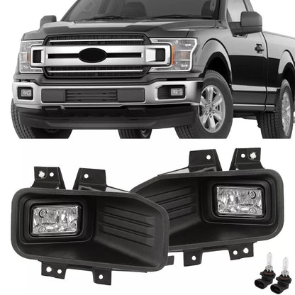 Solid Spare Clear Lens Halogen Fog Lights Lamps Set Pair For Ford F-150 F150 2018-2020