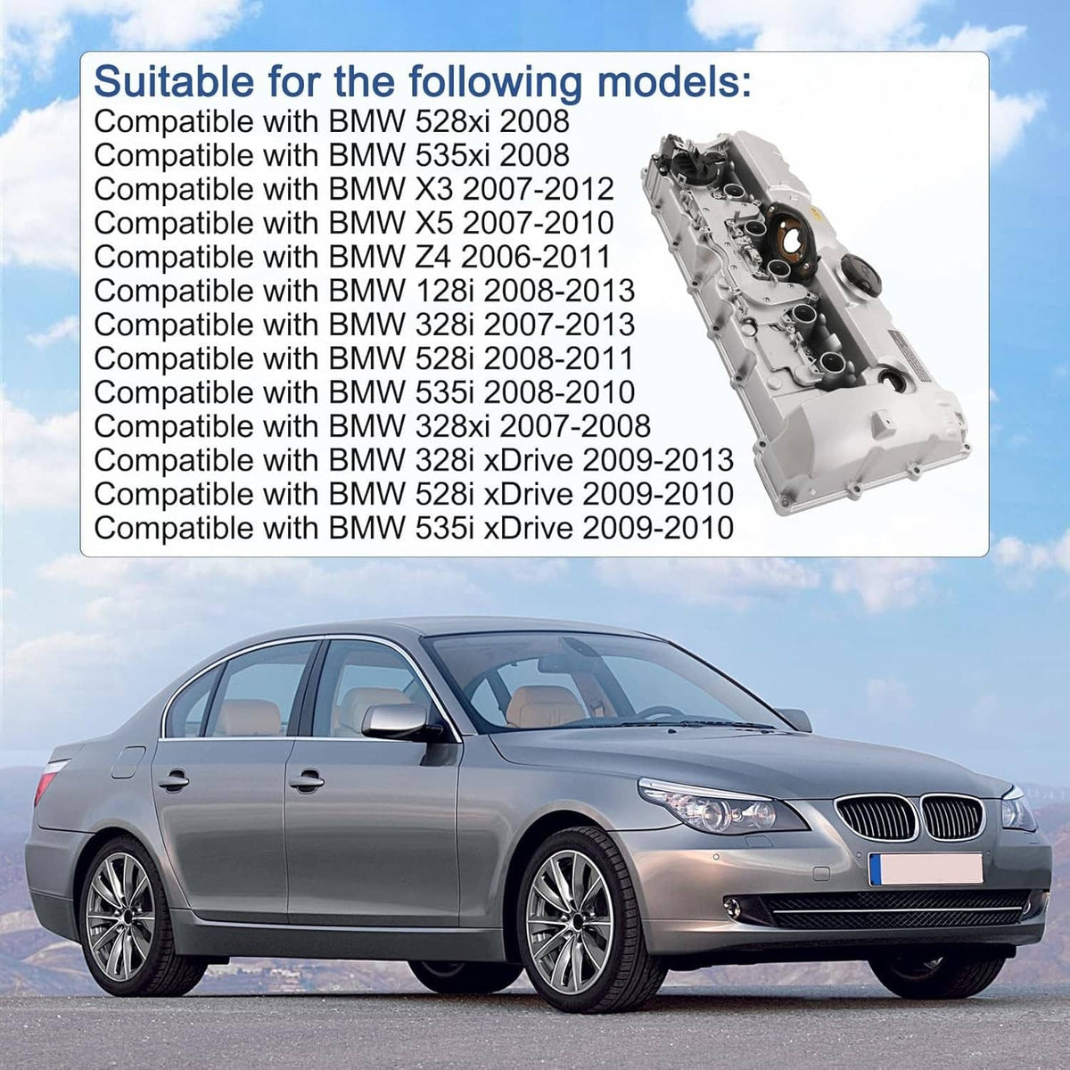 Solidspare Aluminum Upgrade Valve Cover for BMW N52 E70 E82 E90 E91 328i 528i 128i X3 X5 Z4