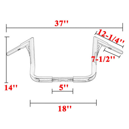 Solidspare 14" Rise Ape Hanger Handlebar Black for Harley Road King Electra / Street Glide