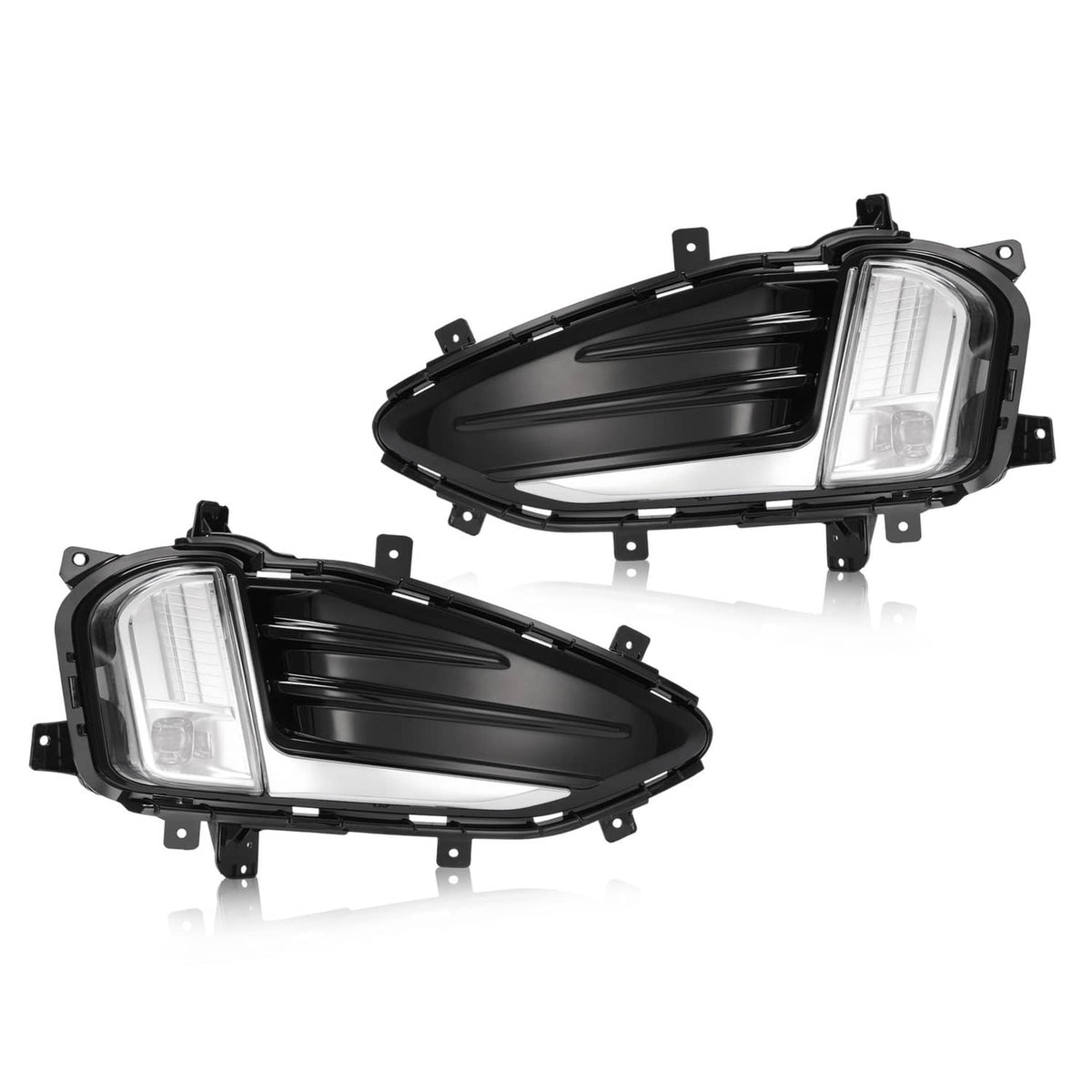 Solid Spare 2PCS For Ford Edge 2019-2024 LED Front Bumper Fog Lights Lamp w/ Cover Bezel Kit