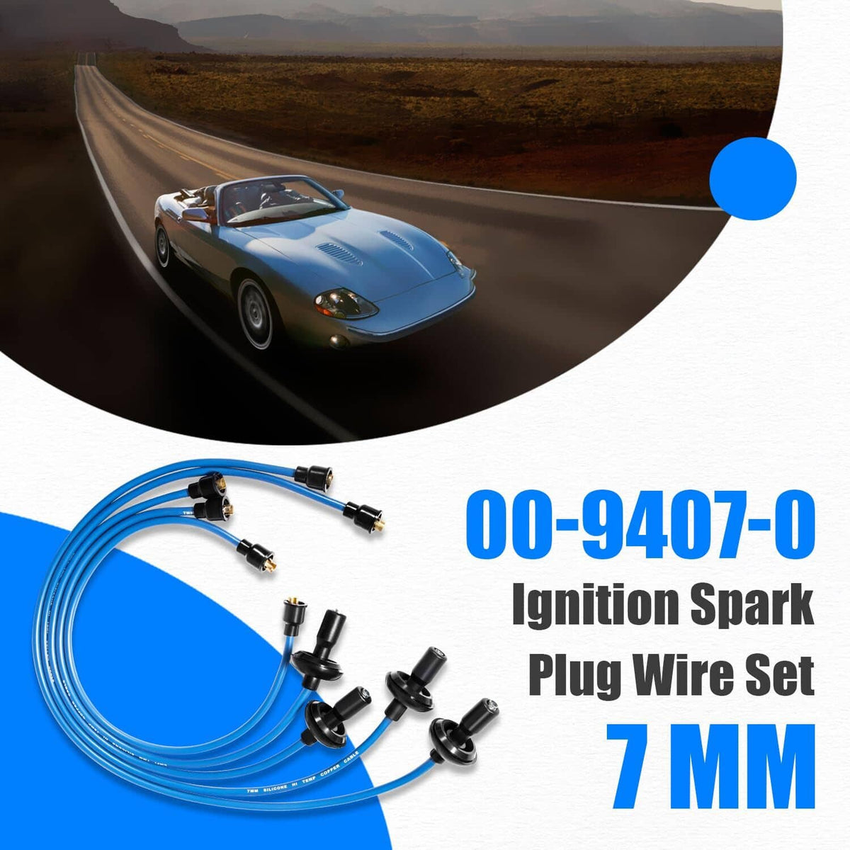 Solid Spare 9407 Blue Ignition Spark Plug Wire Set for Vw Dune Buggy Bug Beetle GHIA Thing