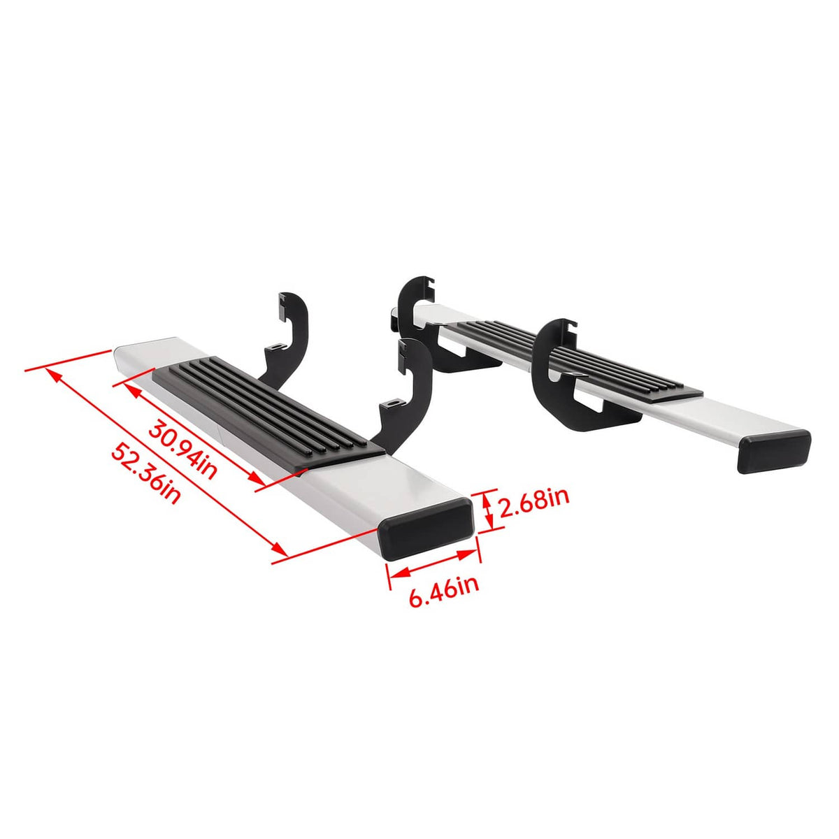 Solid Spare Side Step Bar Running Boards Silver+Black For 19-25 Silverado Sierra Regular Cab