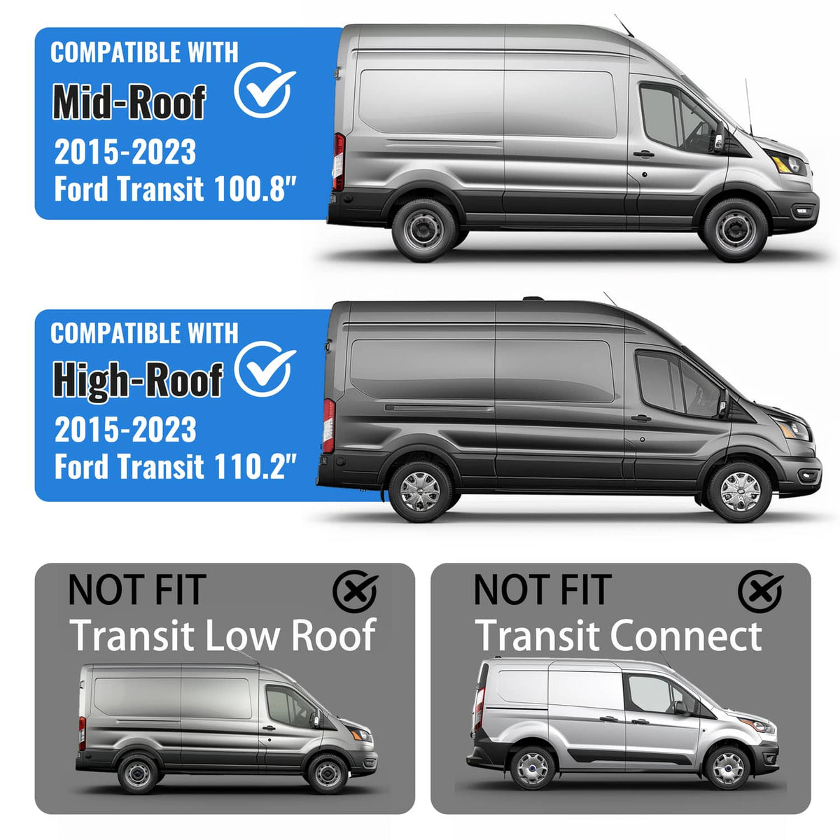 Solid Spare Fits 15-23 Ford Transit 110.2" 100.8" Passenger Side Cargo Door Window Glass